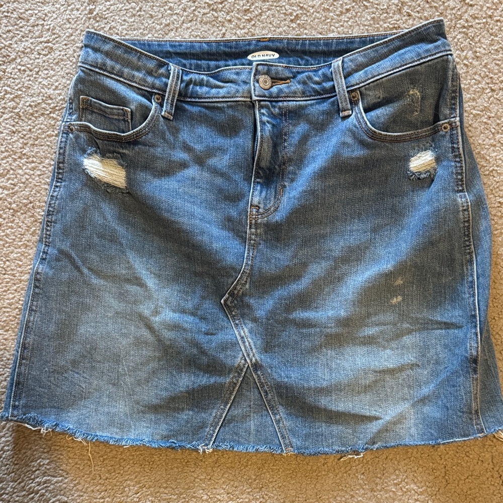 Old Navy Blue Distressed Denim Mini Skirt